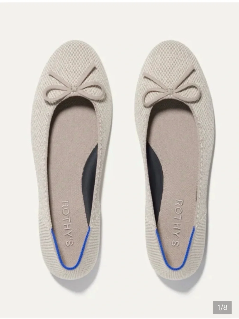 Rothy's Metallic Gold Knit Ballet Flats with Bow